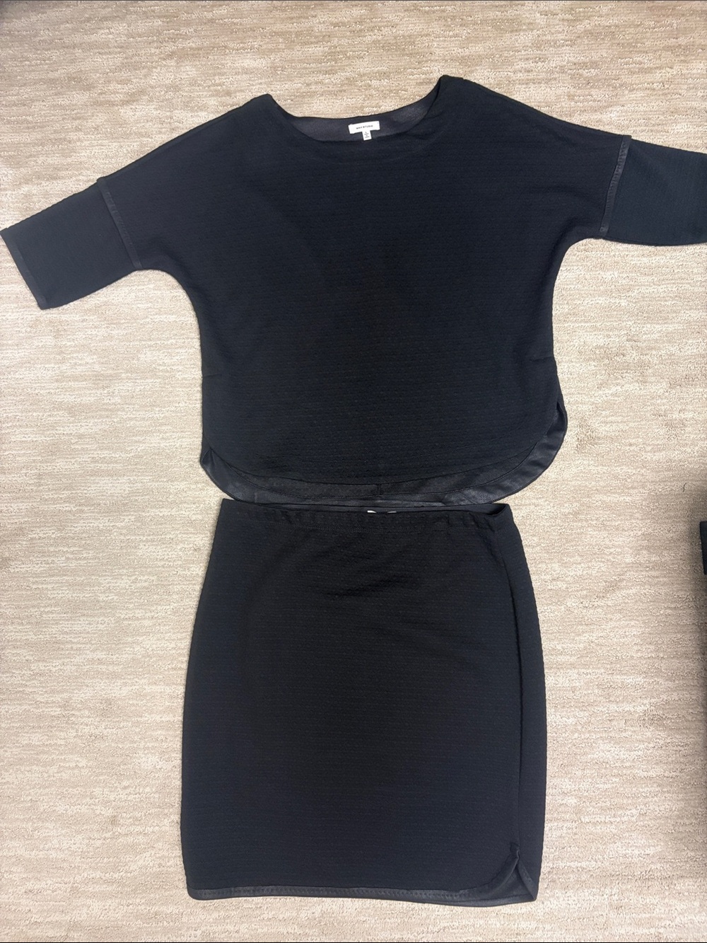 Max Studio Black Two-Piece Knit Skirt and Top Set